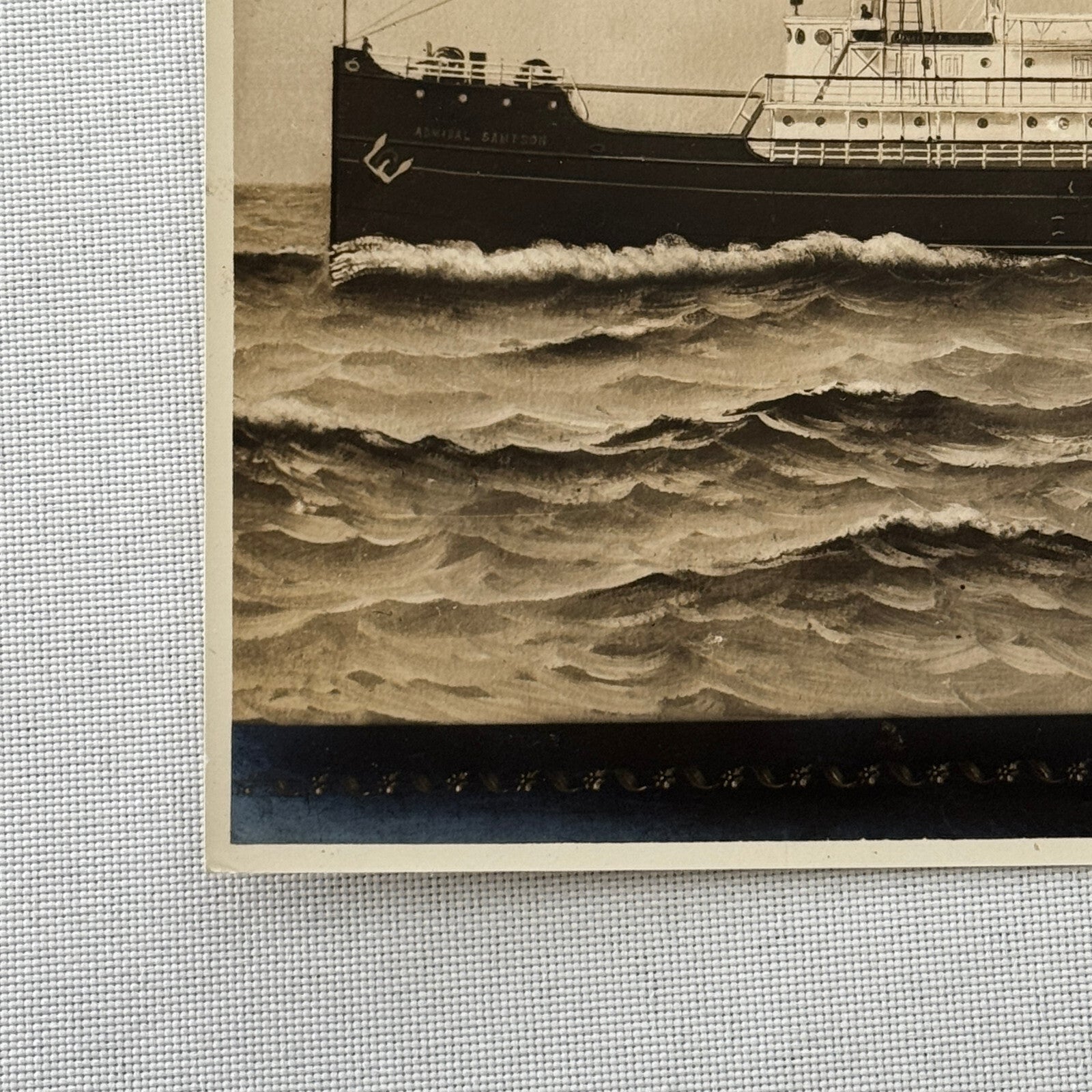 Vintage Ship Boat Photo Photograph Print Webster & Stevens Photo Admiral Sampson