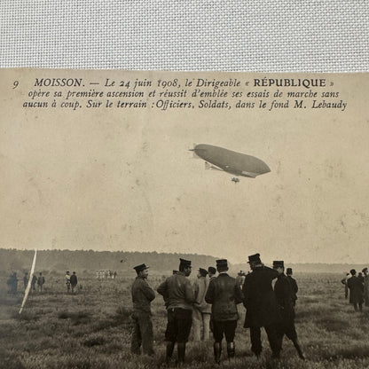 Vintage Zeppelin Airship Dirigible Postcard Post Card French Republique Military