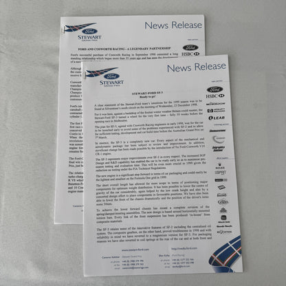 1999 Ford Jackie Stewart Racing Team SF3 Press Kit 35mm Slides Brochure Photos