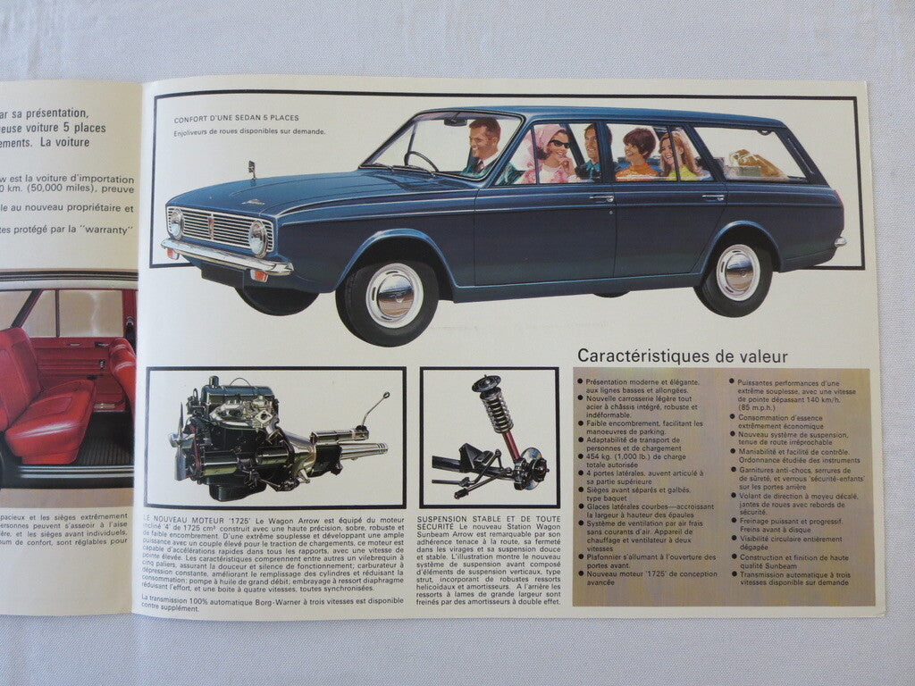1960s Sunbeam Arrow Wagon Sales Brochure Catalog FRENCH Chrysler Rootes 