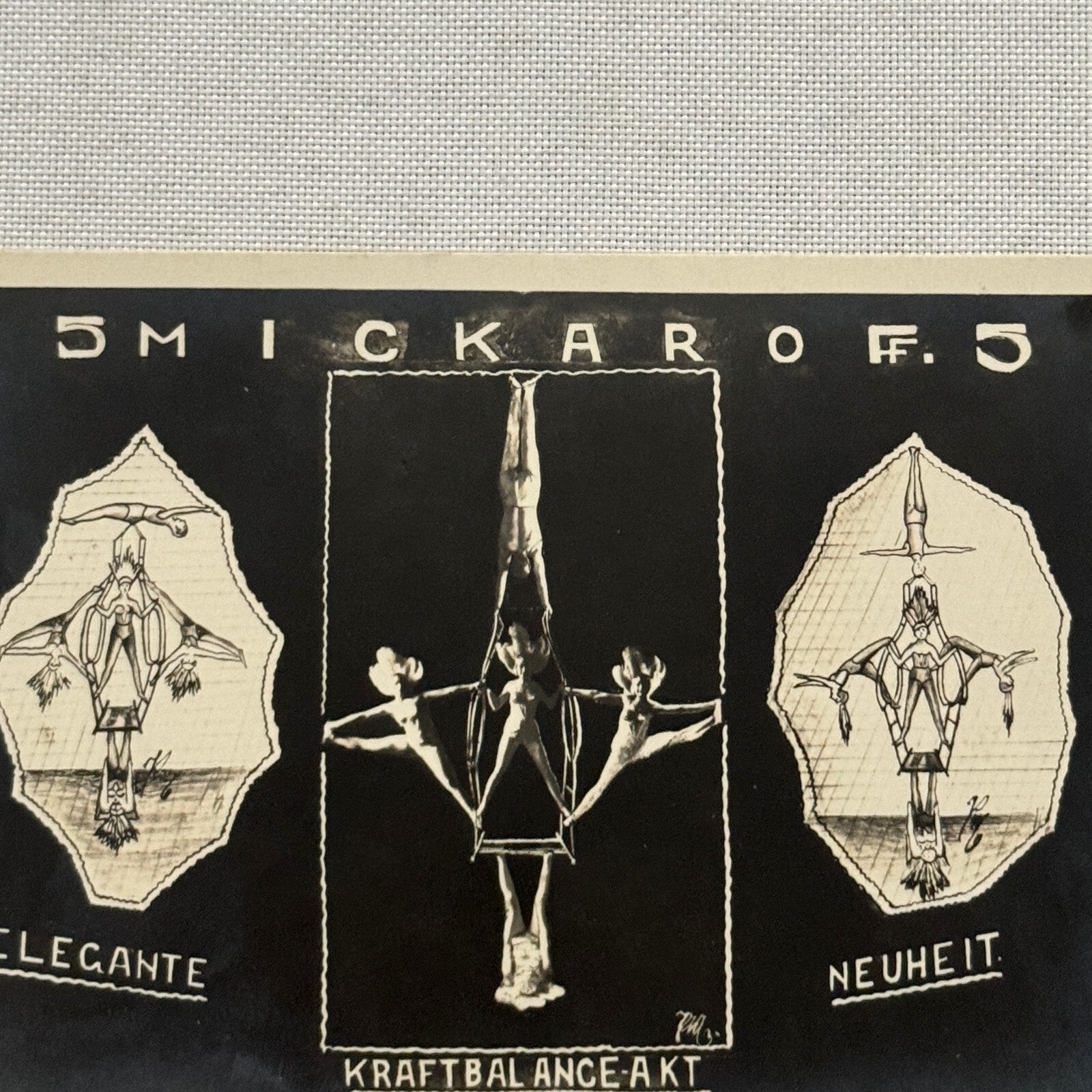 Vintage Circus Acrobat Balancing Act Postcard Post Card 5 Mickaroff German