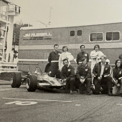 Vintage Car Racing Photo Jim Russell Racing Team Transporter Drivers Photograph