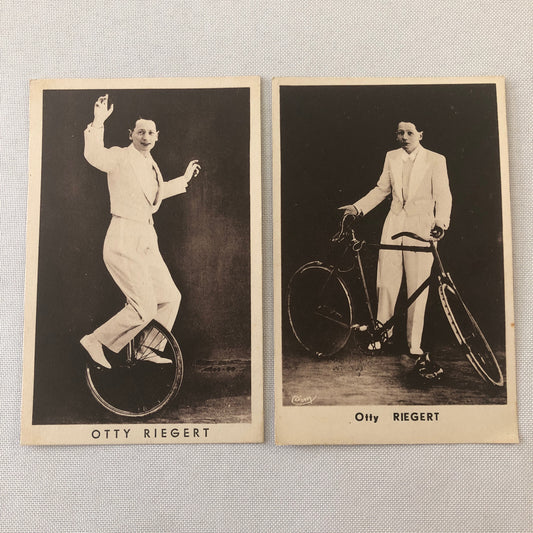 Circus Performer with Bicycle Unicycle Postcard Post Card Otty Riegert