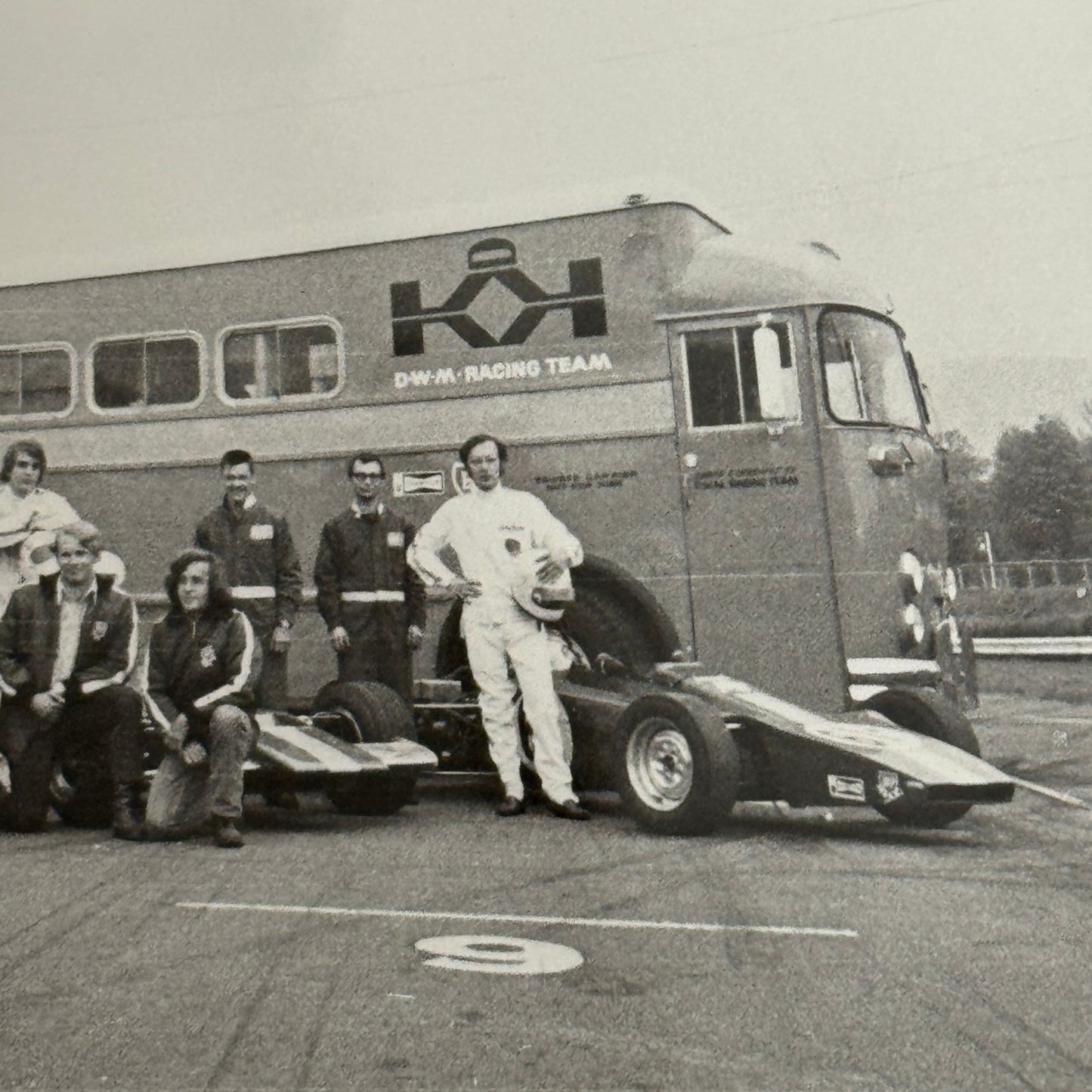 Vintage Car Racing Photo Jim Russell Racing Team Transporter Drivers Photograph