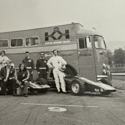 Vintage Car Racing Photo Jim Russell Racing Team Transporter Drivers Photograph