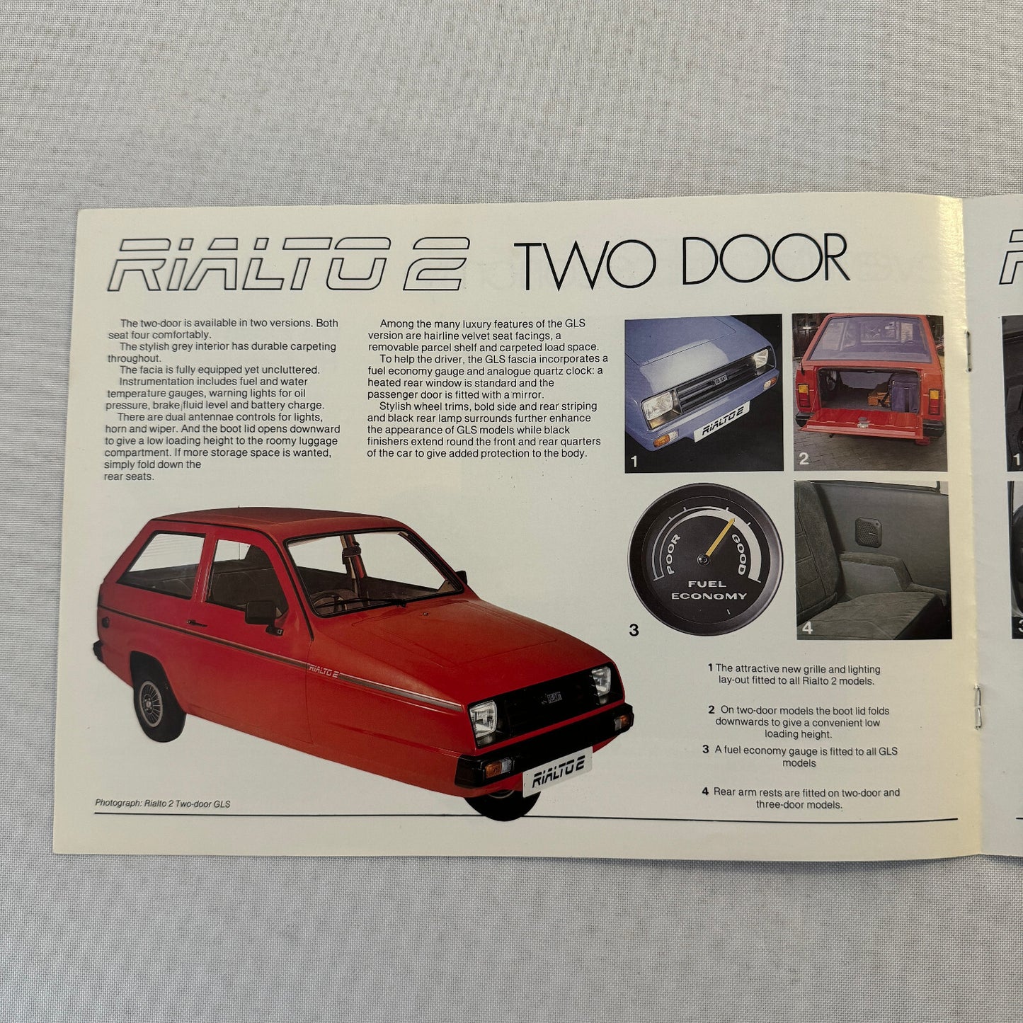 Reliant Rialto 2 Car Sales Brochure Catalog Advertising 3 Wheel