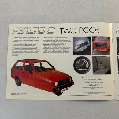 Reliant Rialto 2 Car Sales Brochure Catalog Advertising 3 Wheel