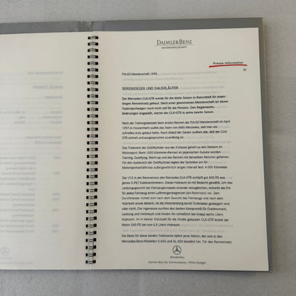 1998 Mercedes CLK GTR GT Racing Press Kit Photos Mark Webber Driver GERMAN