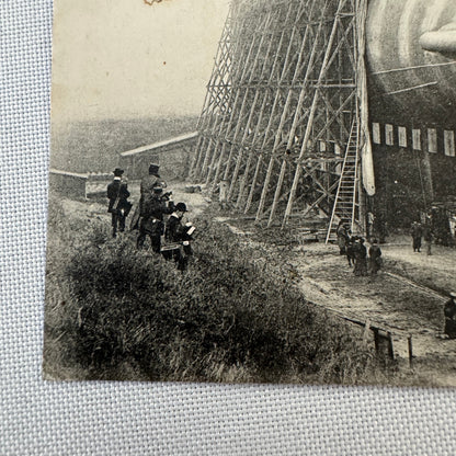 Vintage Zeppelin Airship Dirigible Postcard French Military Hangar Paris