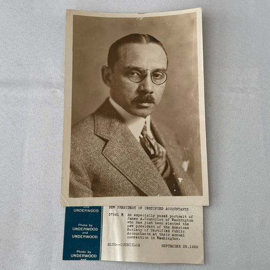 President of Certified Accountants 1926 Press Photo Photograph Portrait Print