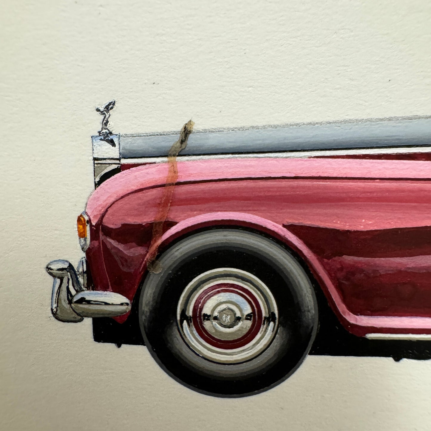 1963 Rolls Royce Phantom V Car Illustration Art Drawing Vintage Miniature