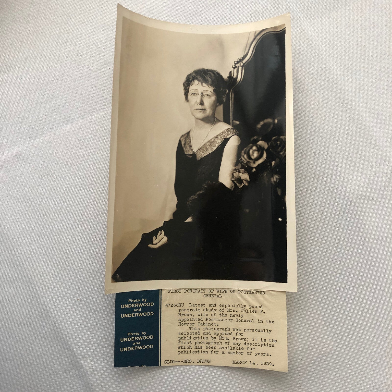 Press Photo Photograph Society Woman Wife of Postmaster General 1929