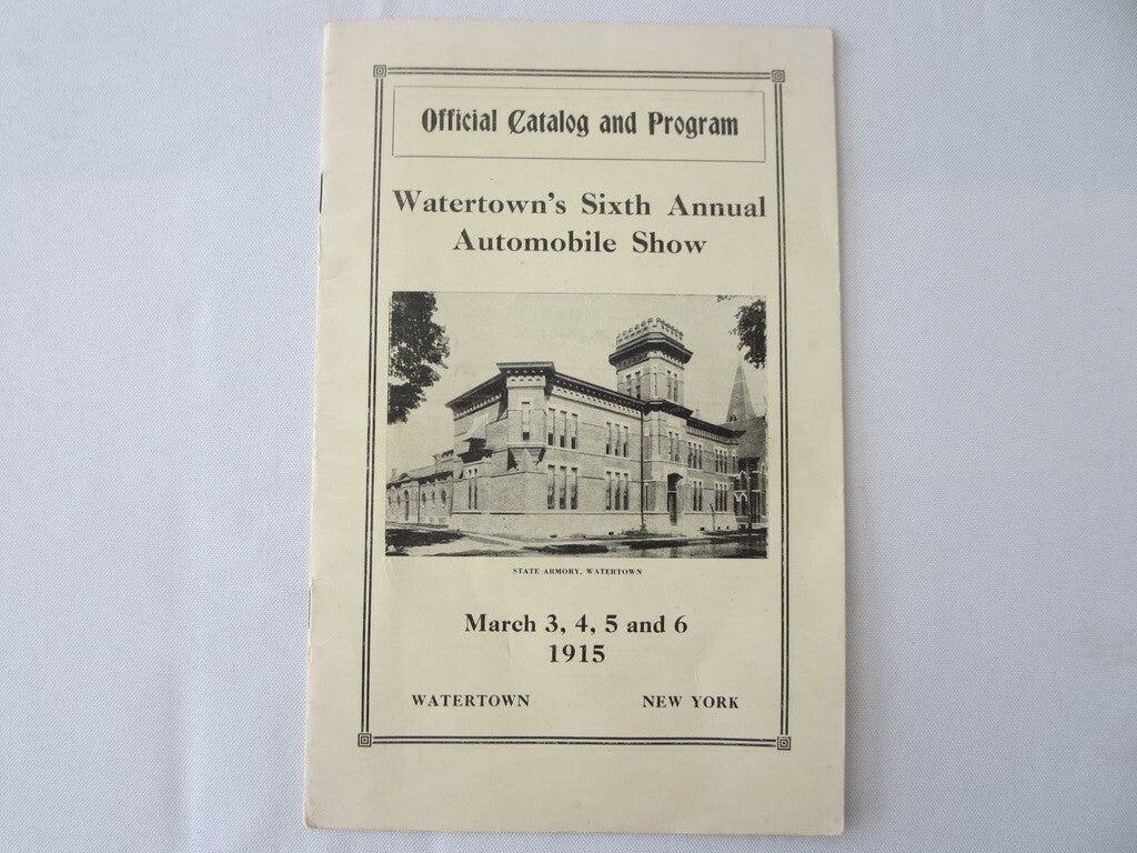 1915 Watertown New York Auto Show Program - Metz Indian Motorcycle Cadillac +