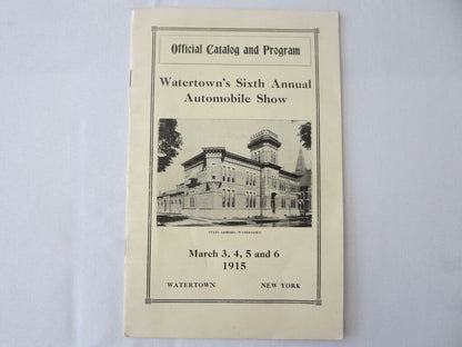 1915 Watertown New York Auto Show Program - Metz Indian Motorcycle Cadillac +
