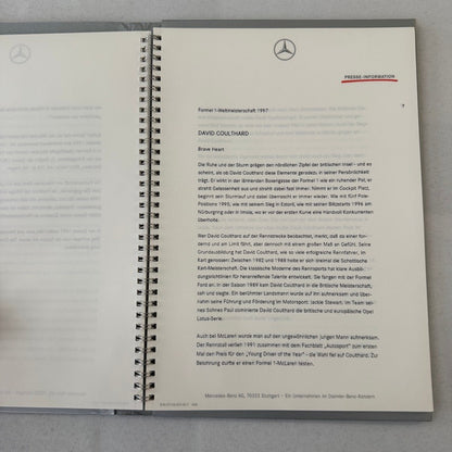 1997 Mercedes Marlboro F1 Formula One Racing Press KIt Mika Hakkinen Coulthard
