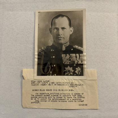 King George of Greece Vintage Press Photo Photograph Political Uncertainty