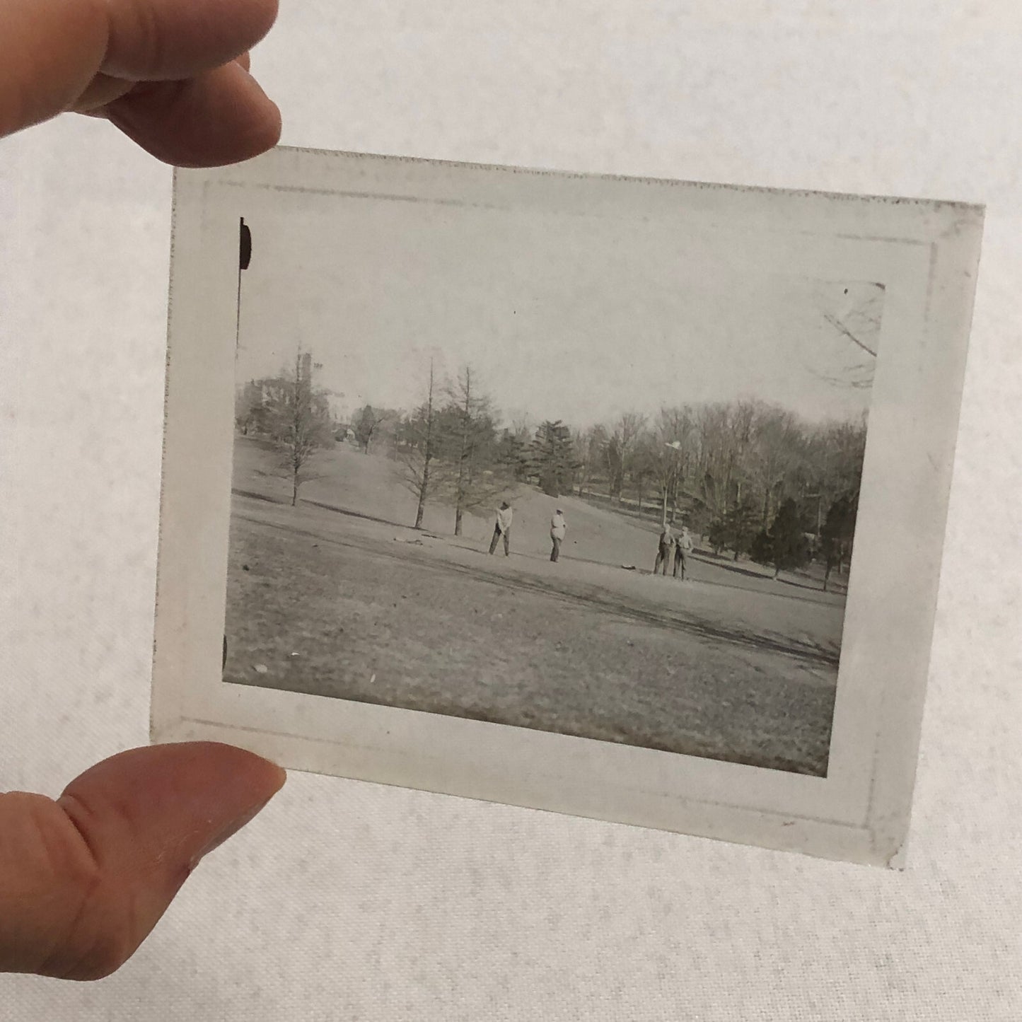 Antique Glass Plate Lantern Slide Photo Golf Golfers Golfing Golf Course