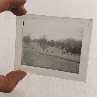Antique Glass Plate Lantern Slide Photo Golf Golfers Golfing Golf Course