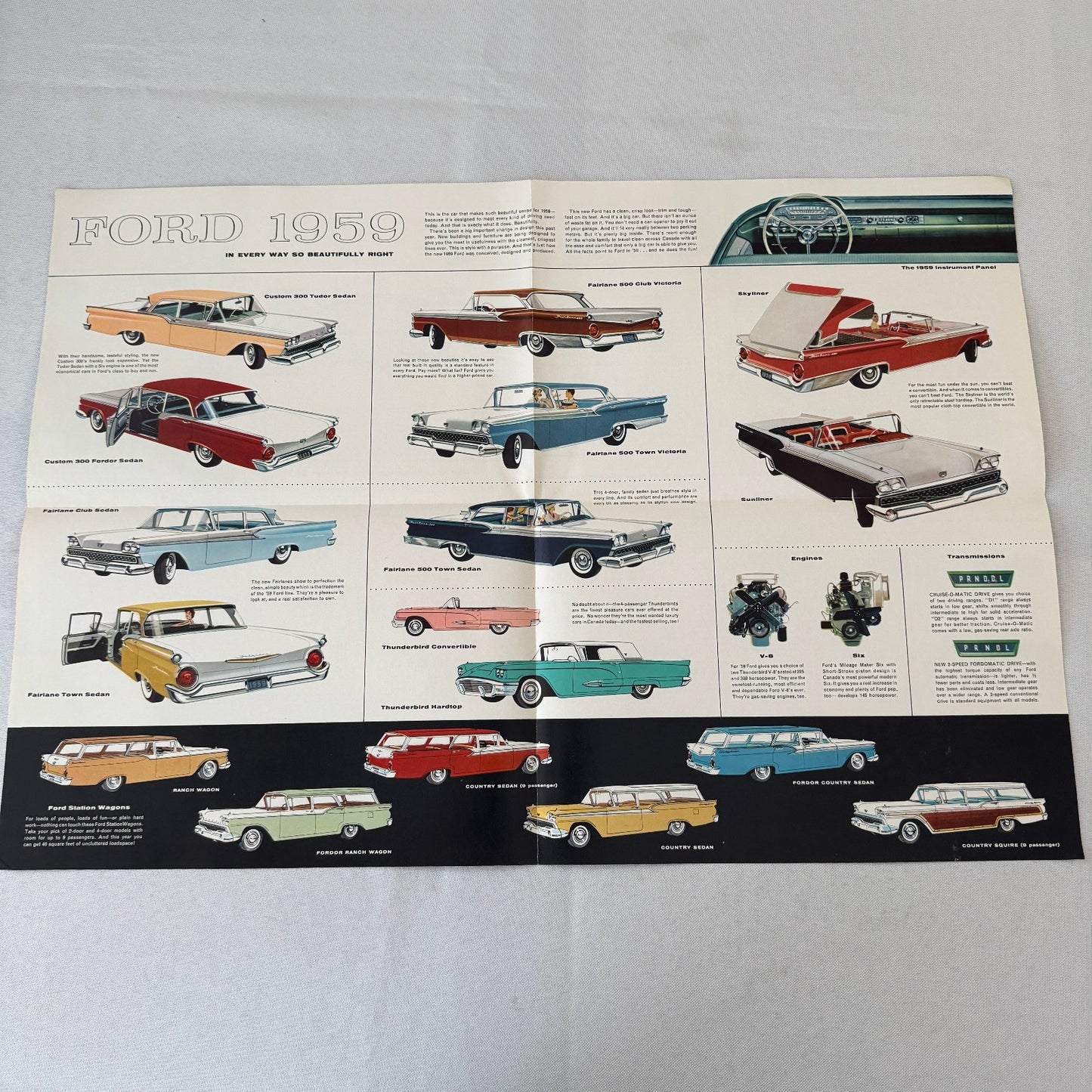 1959 Ford Car Sales Brochure Catalog Canadian Skyliner Sunliner Thunderbird +