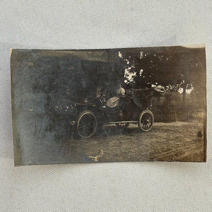 Vintage Photograph Photo Print Woman with Early Antique Car Automobile