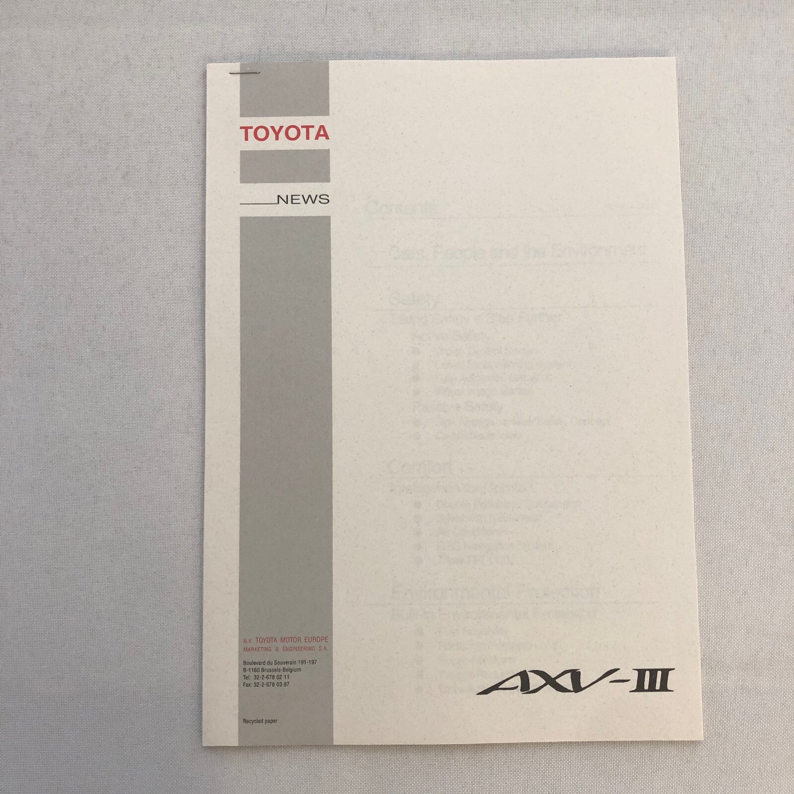 Toyota AXV III Concept Car Prototype Press Kit with Photos