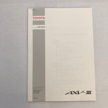 Toyota AXV III Concept Car Prototype Press Kit with Photos