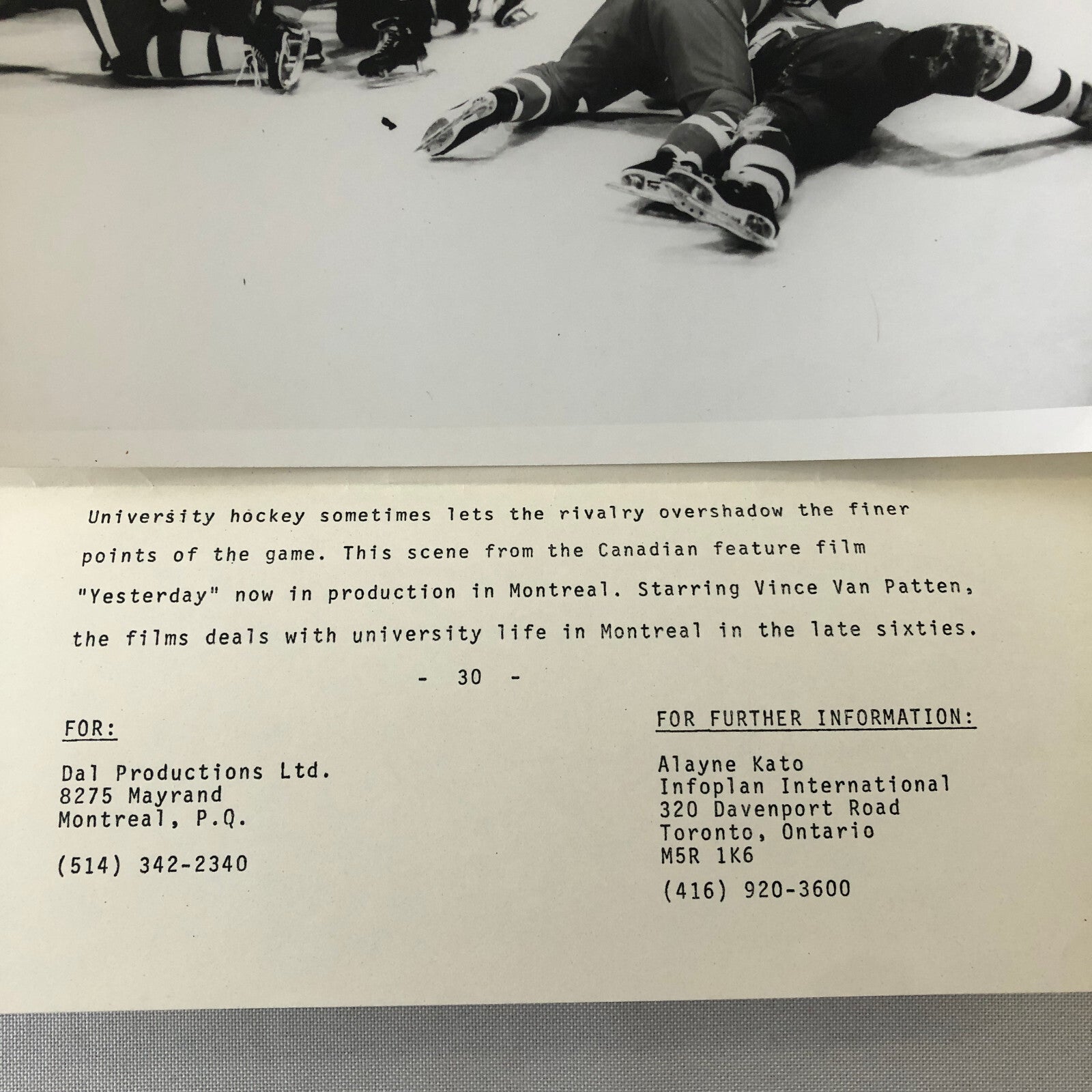 Montreal University Hockey Fight Press Photo Photograph Yesterday Documentary