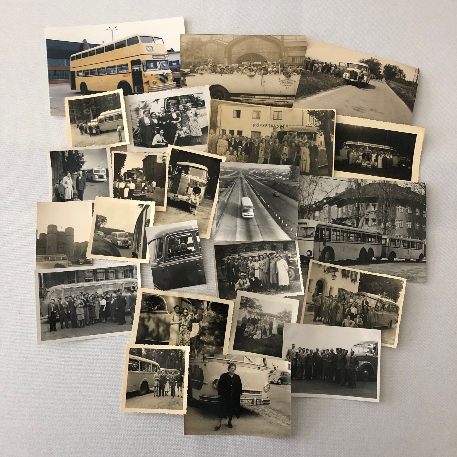 Vintage Bus Photo Photograph Print Lot of 23 People with Buses Germany