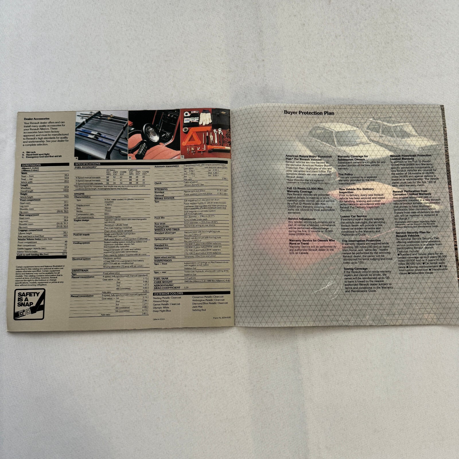 1983 Renault Alliance Car Sales Brochure Catalog Advertising Limited L DL