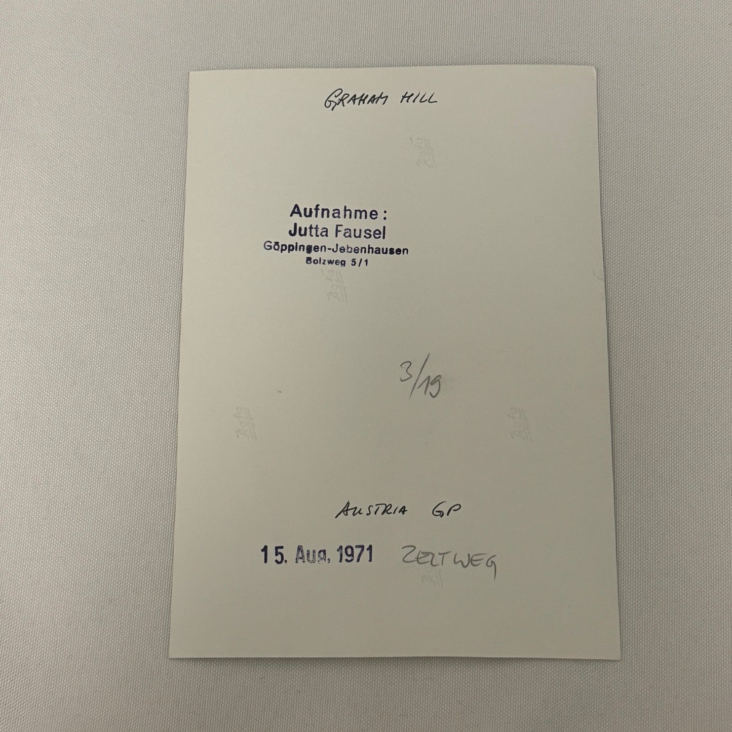 Vintage Racing Photo 1971 Austrian Grand Prix Graham Hill Motorsport Photograph