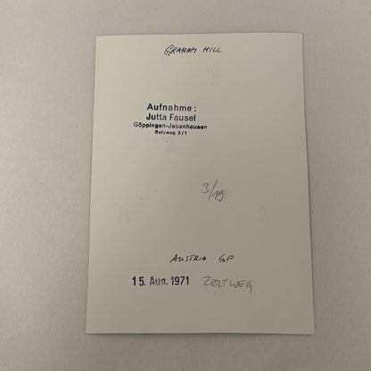 Vintage Racing Photo 1971 Austrian Grand Prix Graham Hill Motorsport Photograph