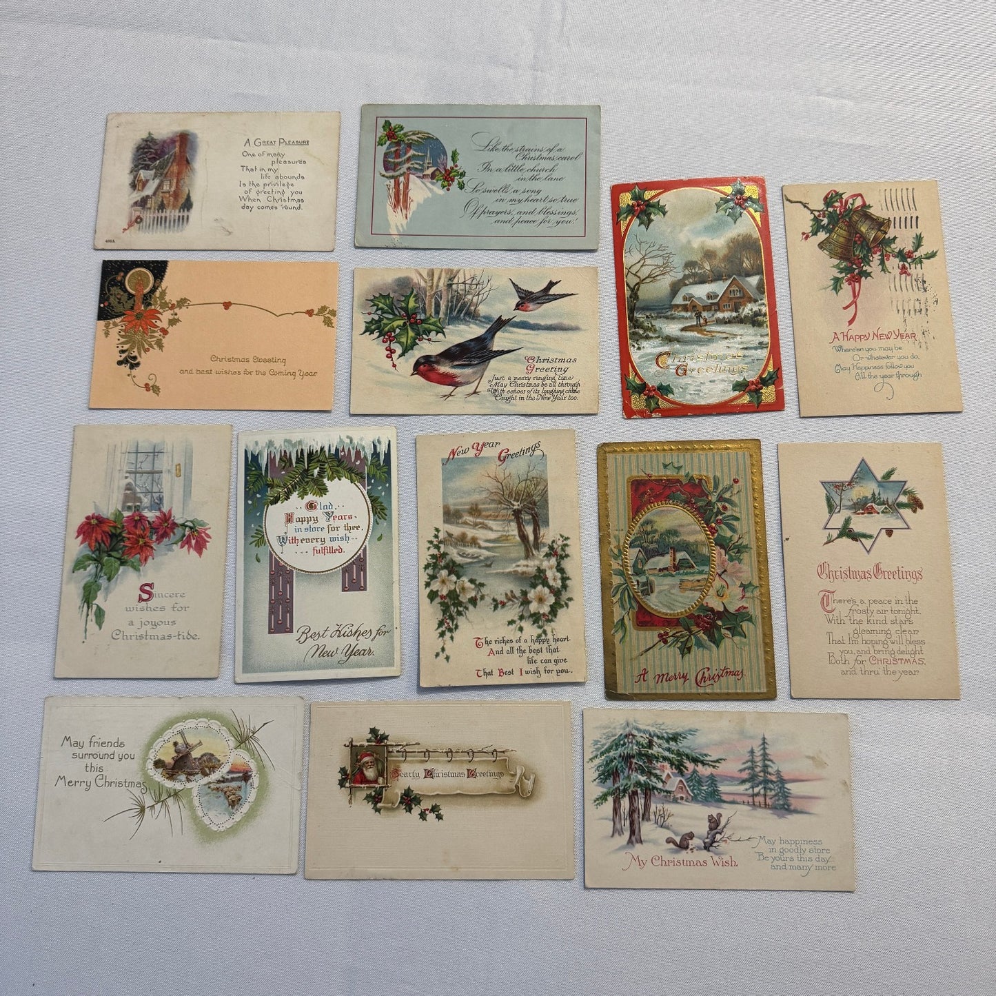 Antique Christmas & New Years Postcard Collection Lot Birds Flowers Xmas 100+