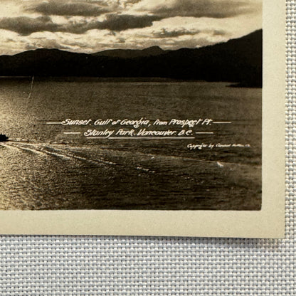 Vintage Ship Boat Sunset Photo Photograph Vancouver British Columbia
