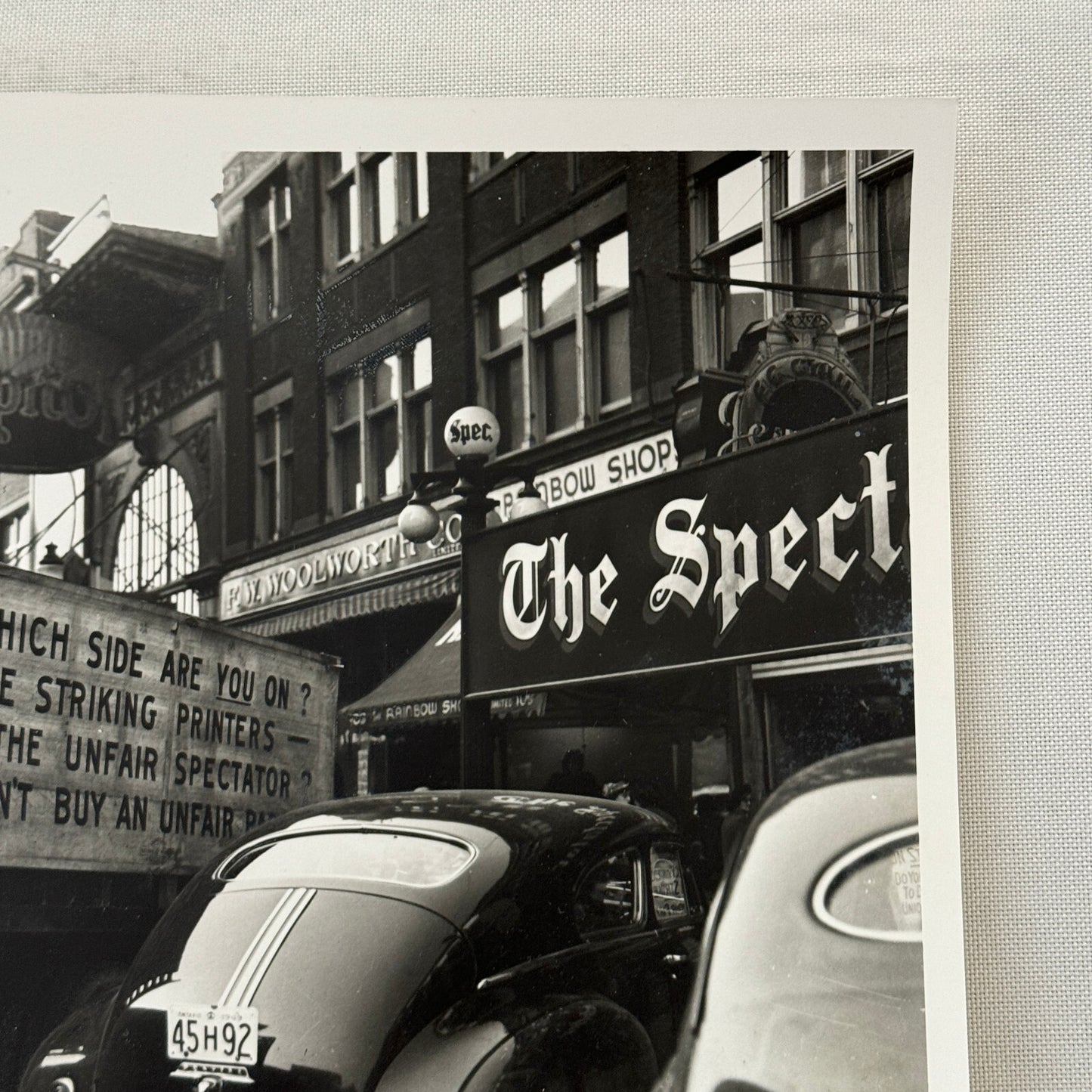 Vintage Newspaper Strike Photo Photograph Car Truck Modern Era Print