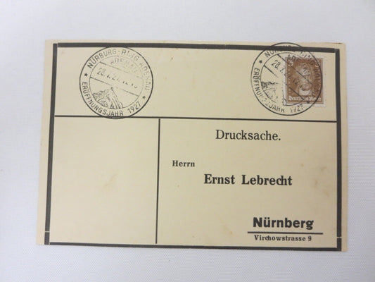 1927 Nurburgring Postage Stamp on Postcard - Rare Original Nurburg Ring Nurnberg