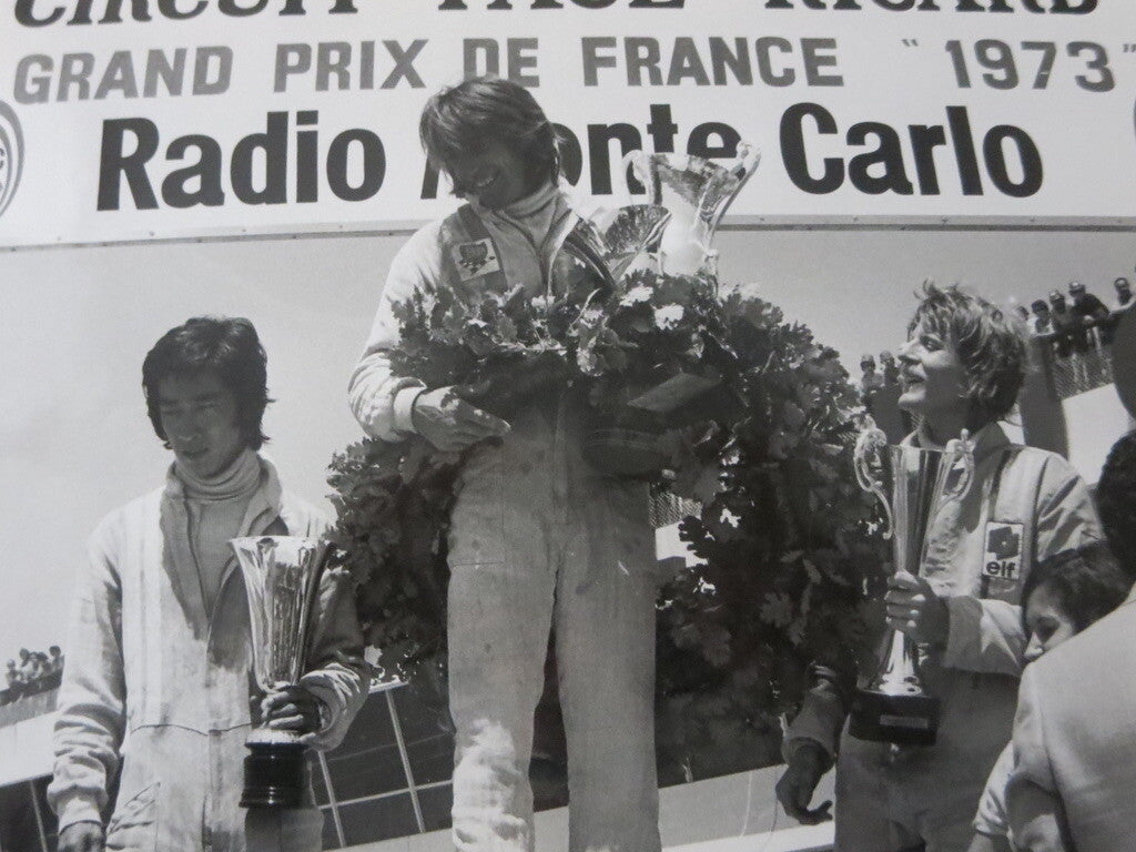 Vintage 1973 French Grand Prix Racing Photograph Photo - Drivers on the Podium