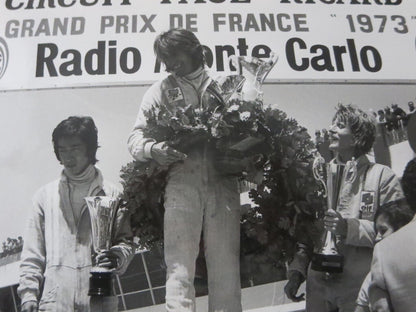 Vintage 1973 French Grand Prix Racing Photograph Photo - Drivers on the Podium