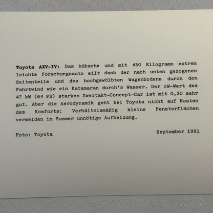1991 Toyota Concept Car Photo Photograph Print Lot 7x Toyota AXV IV