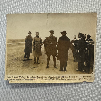 Prince Carol of Romania Visiting FIAT Factory 1924 Photo Photograph Print Italy