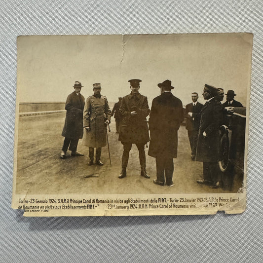 Prince Carol of Romania Visiting FIAT Factory 1924 Photo Photograph Print Italy