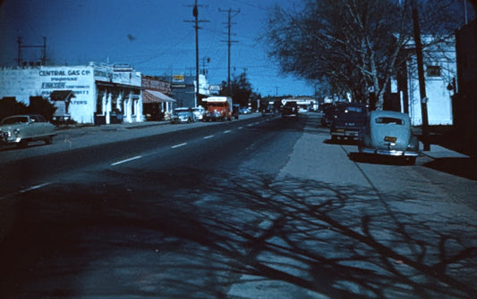 35mm Slide Vintage Image California Street Scene Cars Trucks Buildings