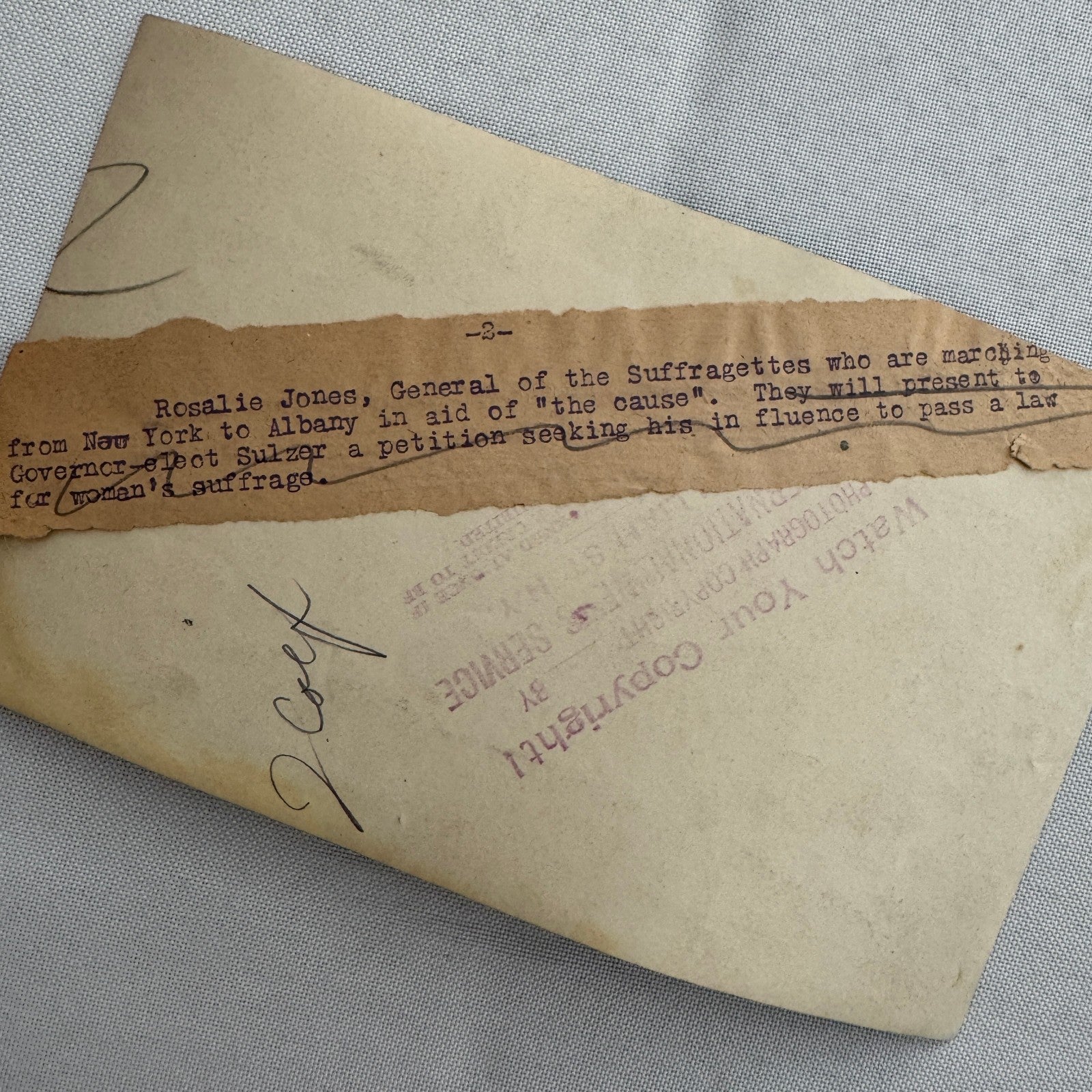 Vintage Press Photo Suffragette General Rosalie Jones March New York Albany 1915