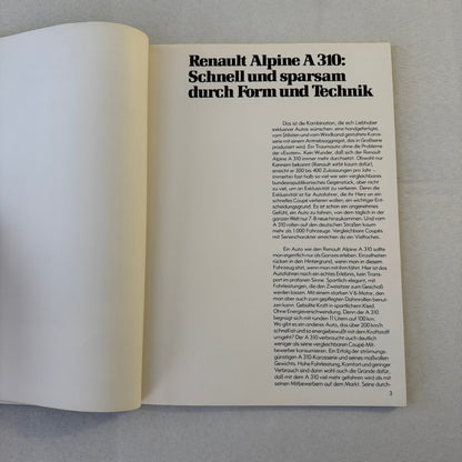 1980 Renault Alpine A310 Car Press Kit Brochure Photos Vintage GERMAN TEXT