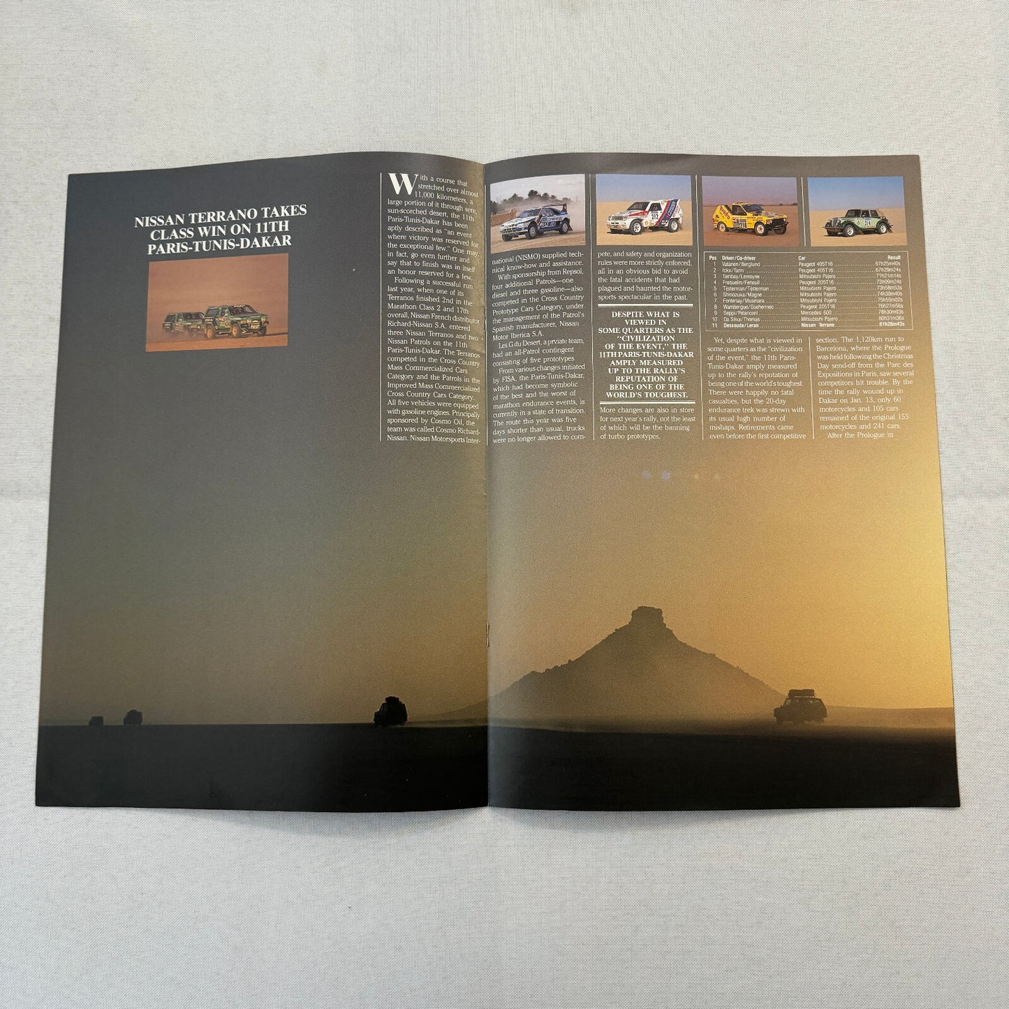 1989 Nissan Motorsports Factory Magazine Brochure Paris Dakar Rally Rallye