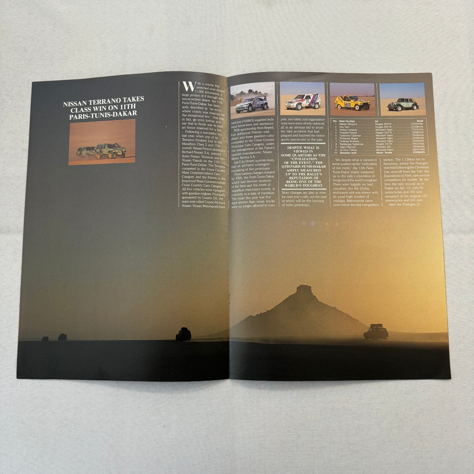 1989 Nissan Motorsports Factory Magazine Brochure Paris Dakar Rally Rallye