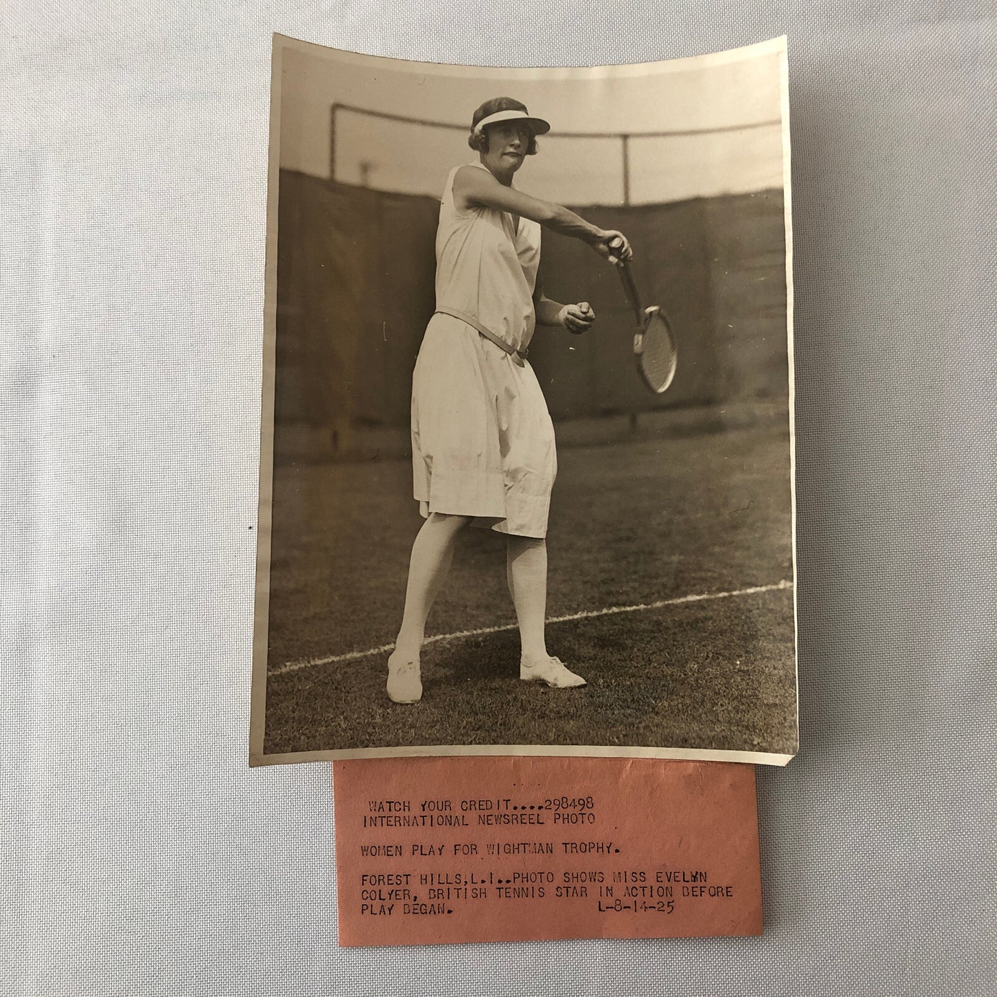 Press Photo Photograph Tennis Player Evelyn Colyer 1925 International Newsreel