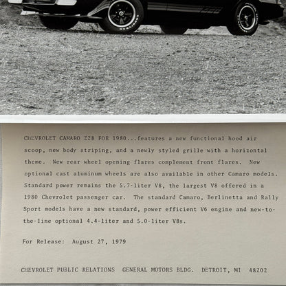 1980 Chevrolet Camaro Z28 Factory Press Publicity Photo Photograph Chevy