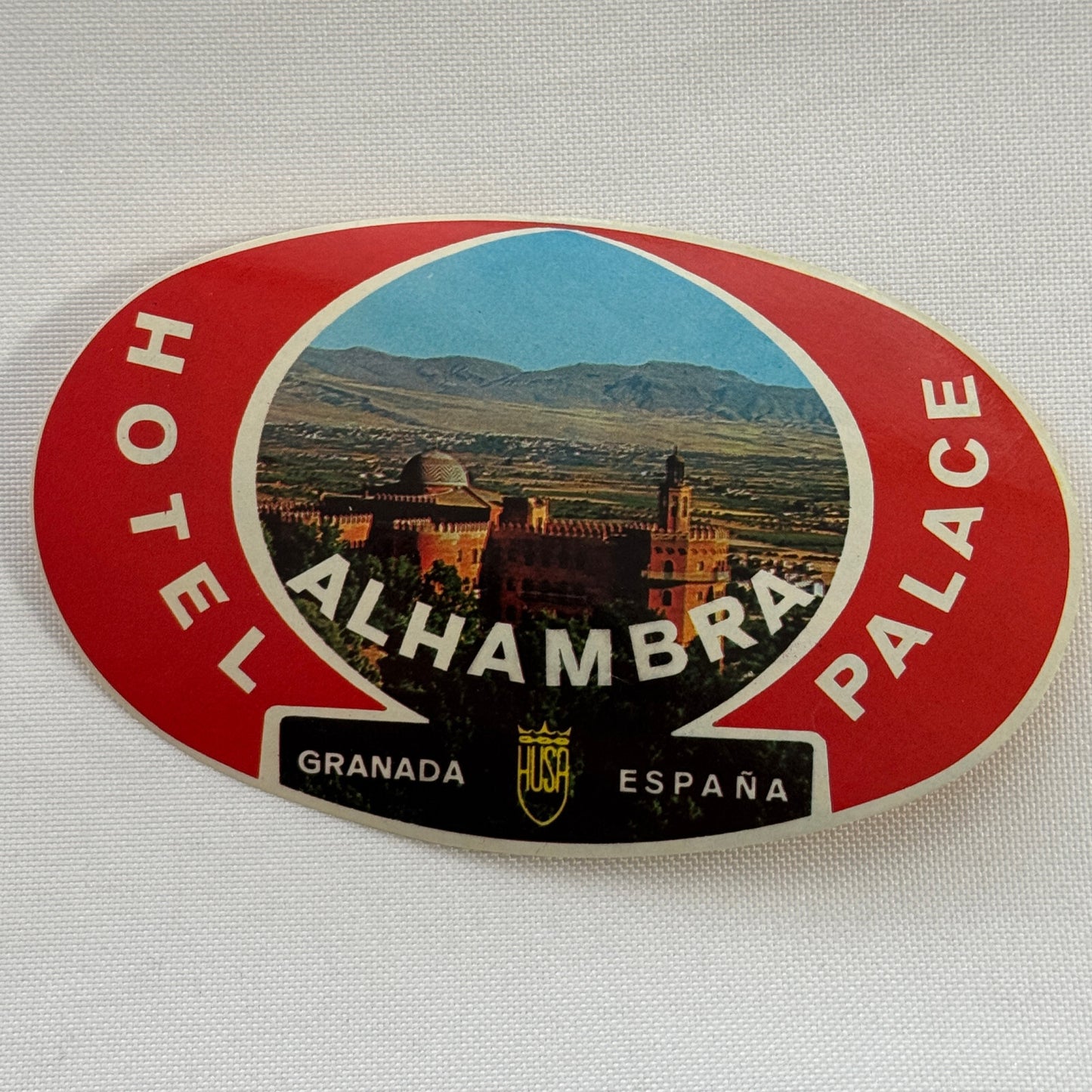 Vintage Travel Label Hotel Alhambra Granada Espana Spain Spanish Palace