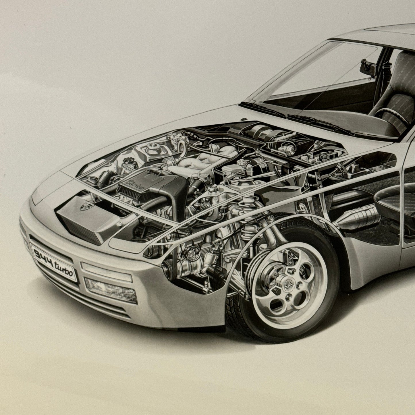 Porsche 944 Car Cutaway Illustration Factory Press Photo Photograph Werkfoto