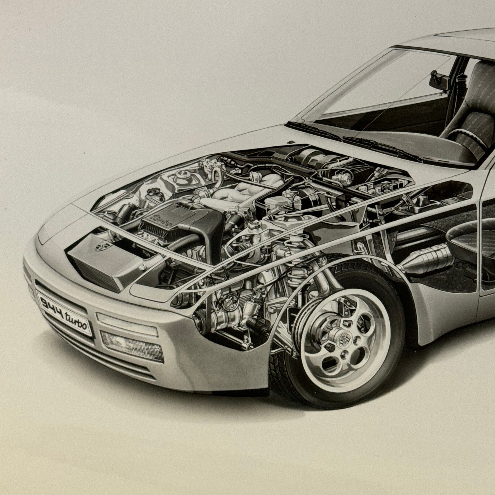 Porsche 944 Car Cutaway Illustration Factory Press Photo Photograph Werkfoto